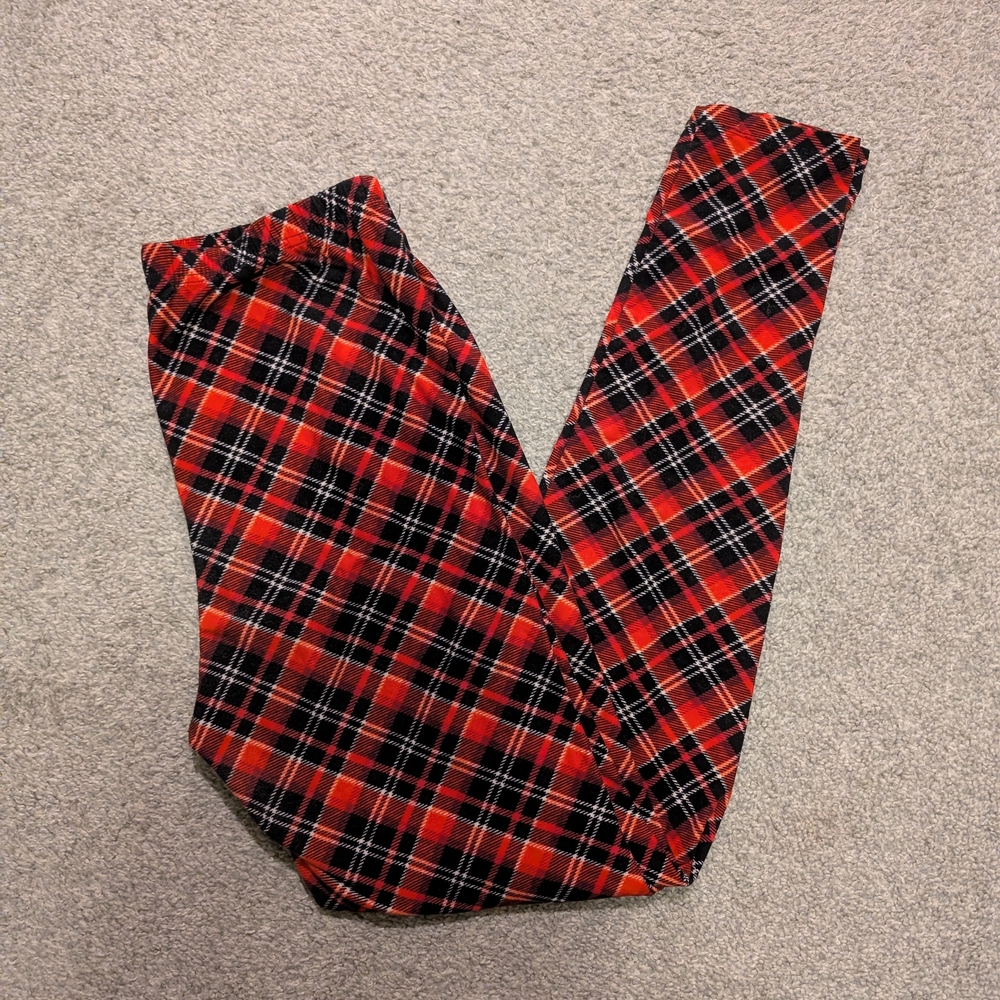 3 For $12 Leggings Depot Red and Black Plaid Leggings